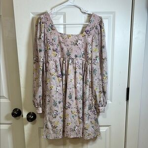 Blu Pepper Floral Long Sleeve Dress size small Pink and Yellow lined
